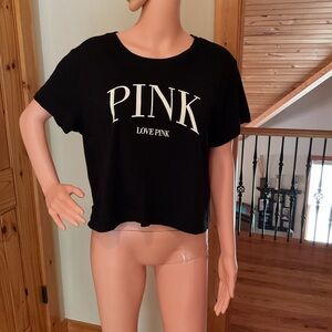 PINK Victoria's Secret Black Logo Tee